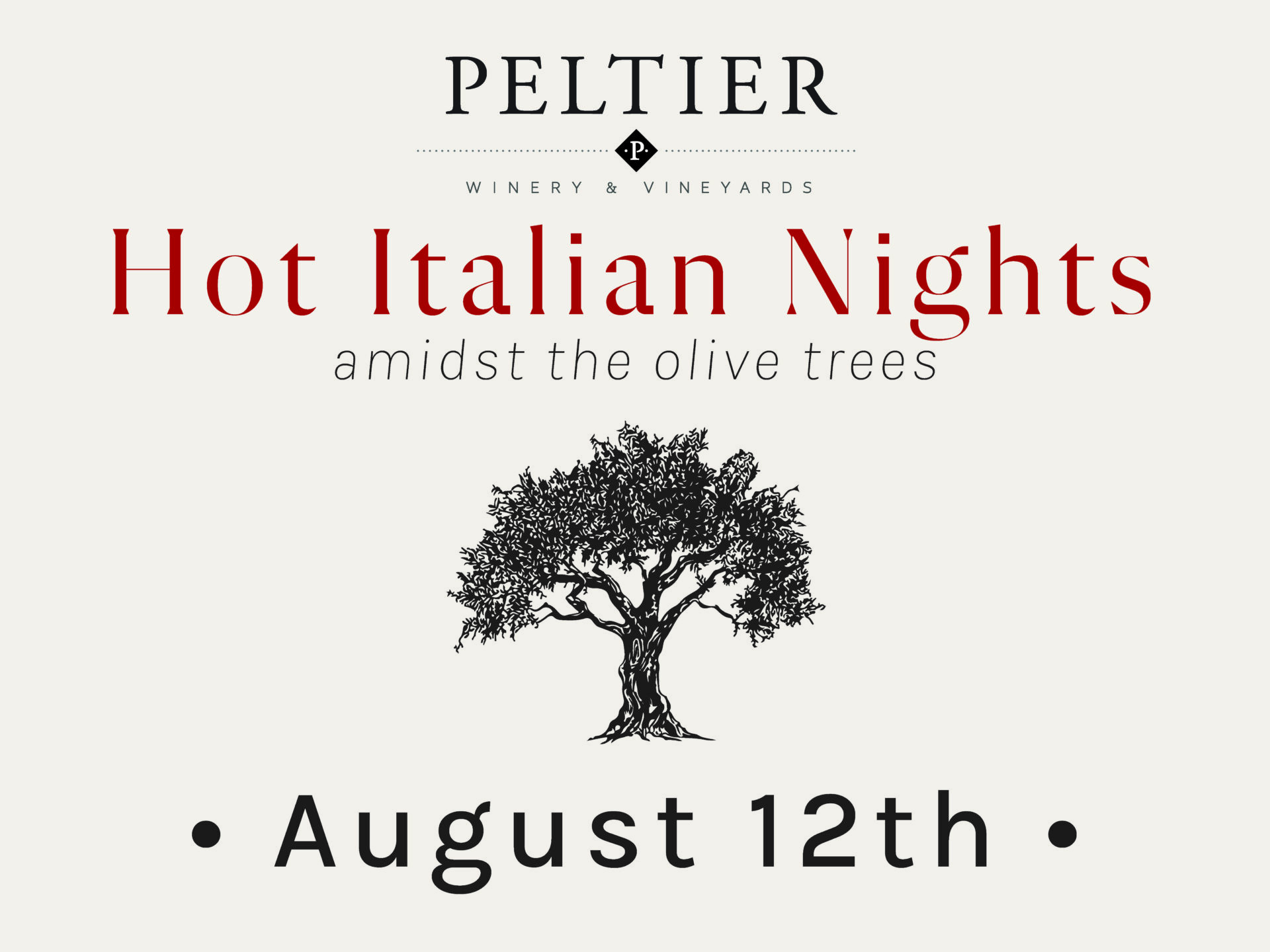 Hot Italian Nights – Peltier Winery Event – August 12th, 2023